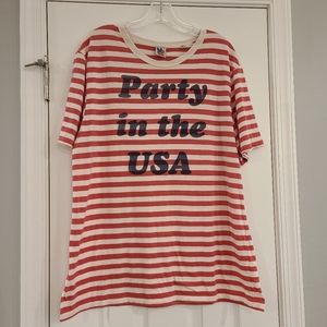 JUNK FOOD "Party in the USA" striped shirt Sz L